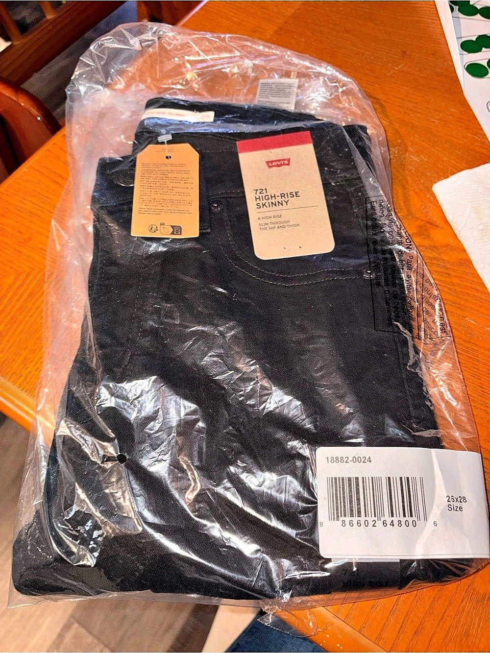Levi's 721 High-Rise Skinny Black Skinny Jeans Waist 26 NWT